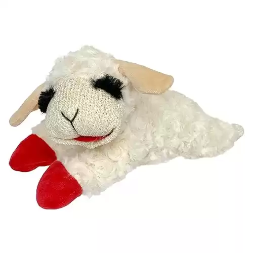 Multipet Mini Lamb Chop Officially Licensed, Plush, Squeak Pet Toy (White, 10 )